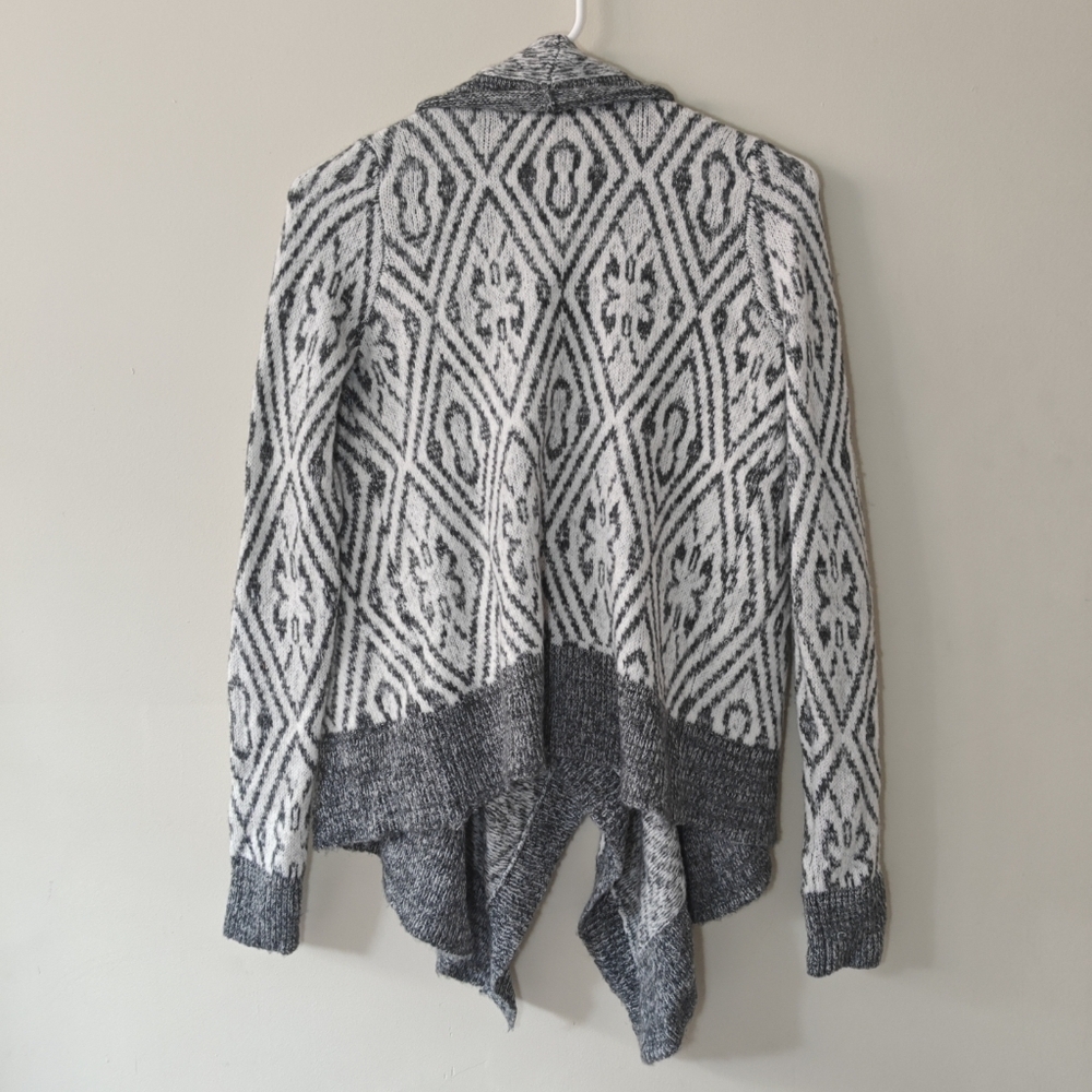Abercrombie & Fitch Womens Cardigan Sweater Knit White Gray Open Front Draped S - Picture 3 of 6